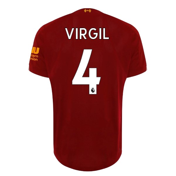 Camiseta Liverpool NO.4 Virgil Replica Primera Ropa 2019/20 Rojo